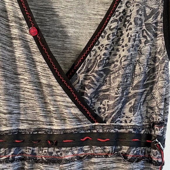 Fun gray and black patchwork dress with pockets - Picture 2 of 5